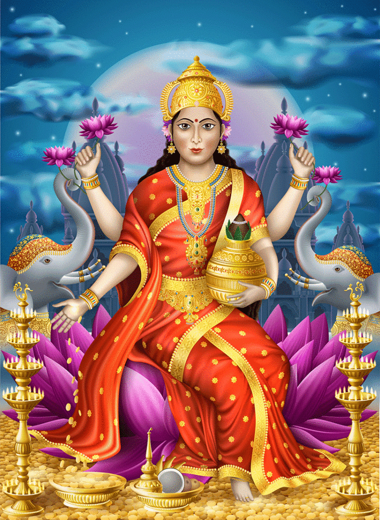 Lakshmi, justicia, honestidad y abundancia en Diwali